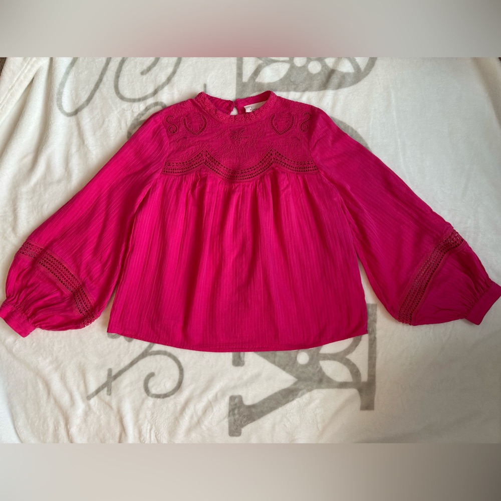 Anthropologie Fuchsia Lace Blouse - Picture 2 of 14